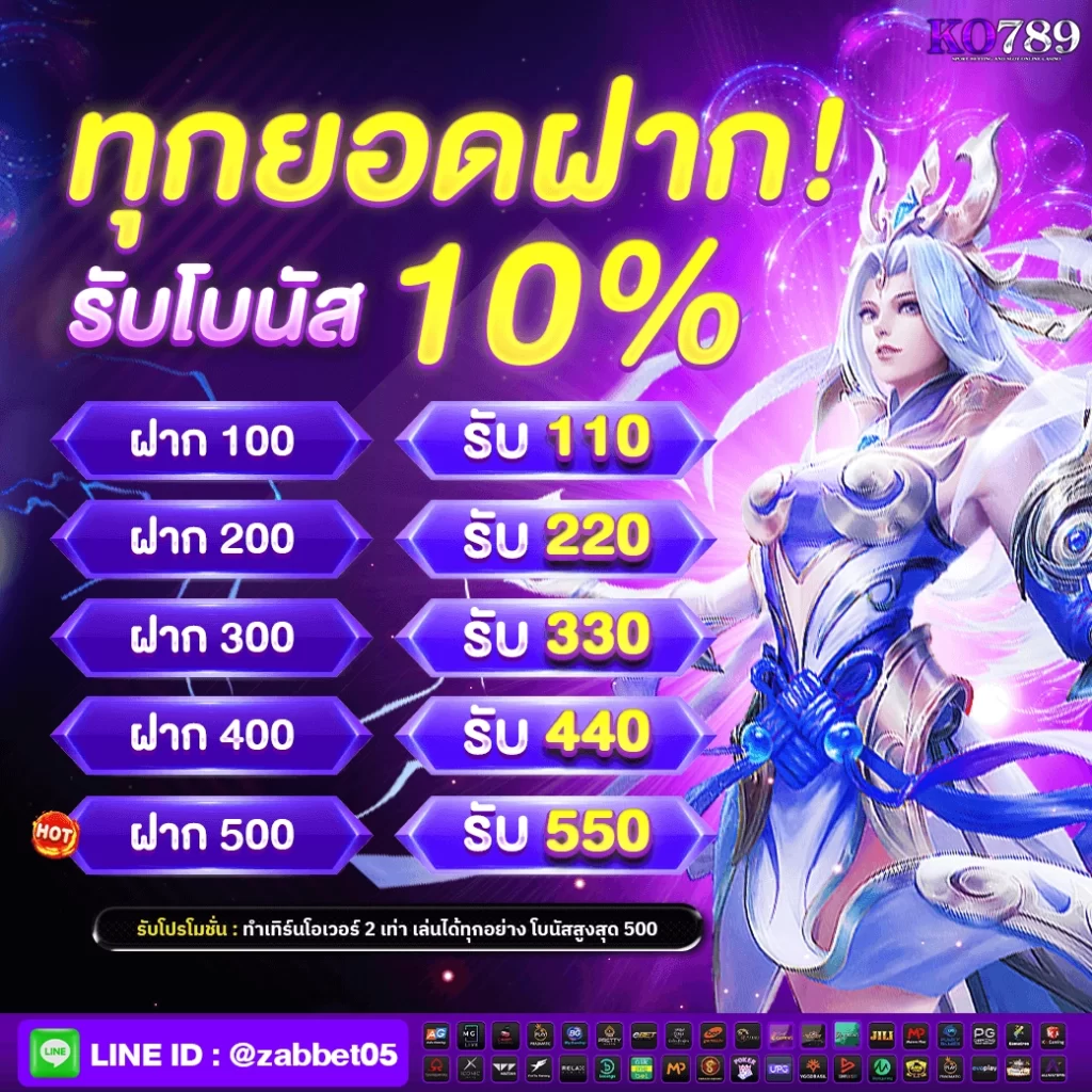 โปรโมชั่นทุกยอดฝาก 10%